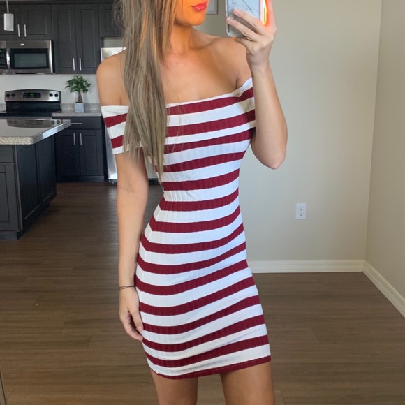 -Anthropologie New Striped Off Shoulder Dress- - Picture 2 of 7